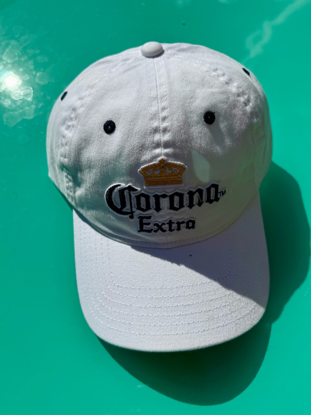 Corona Extra White Cap with Gold Crown Accent
